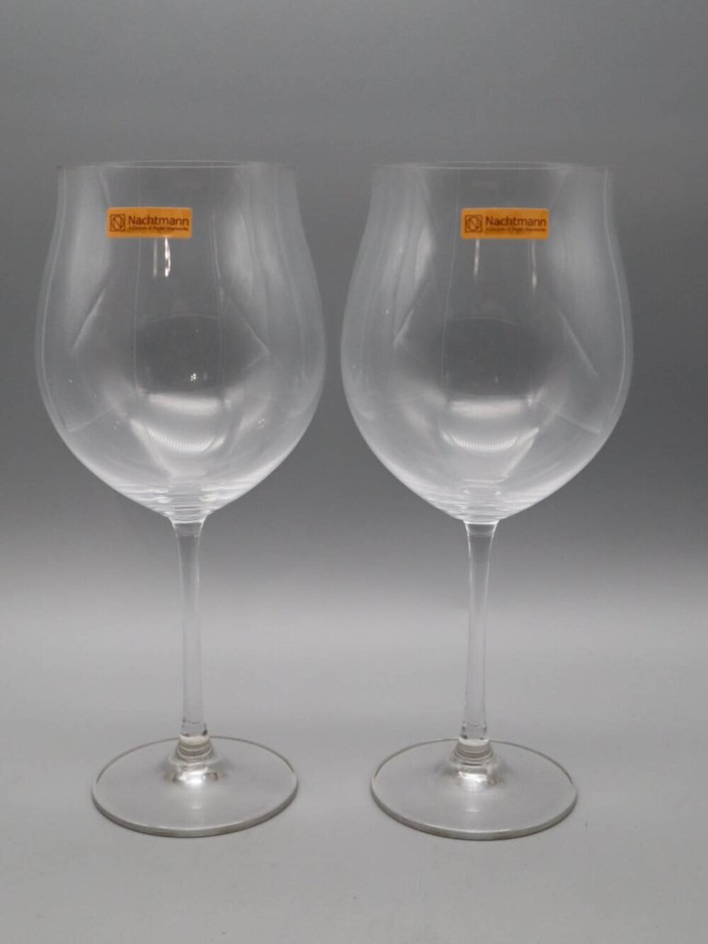 2 Nachtmann Vivendi Crystal Burgundy Red Wine Glasses Tulip Flared Germany 10"